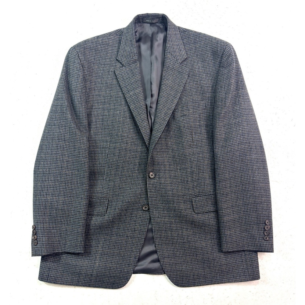 Ralph Lauren 44R Gray Houndstooth Soft Tweed‎ Lambswool Blazer Jacket Sport Coat